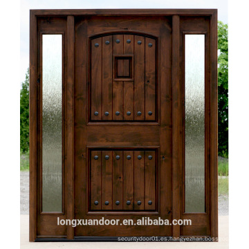 Diseño de madera de la puerta de la teca, puerta de madera sólida, diseño de madera de la puerta de cristal